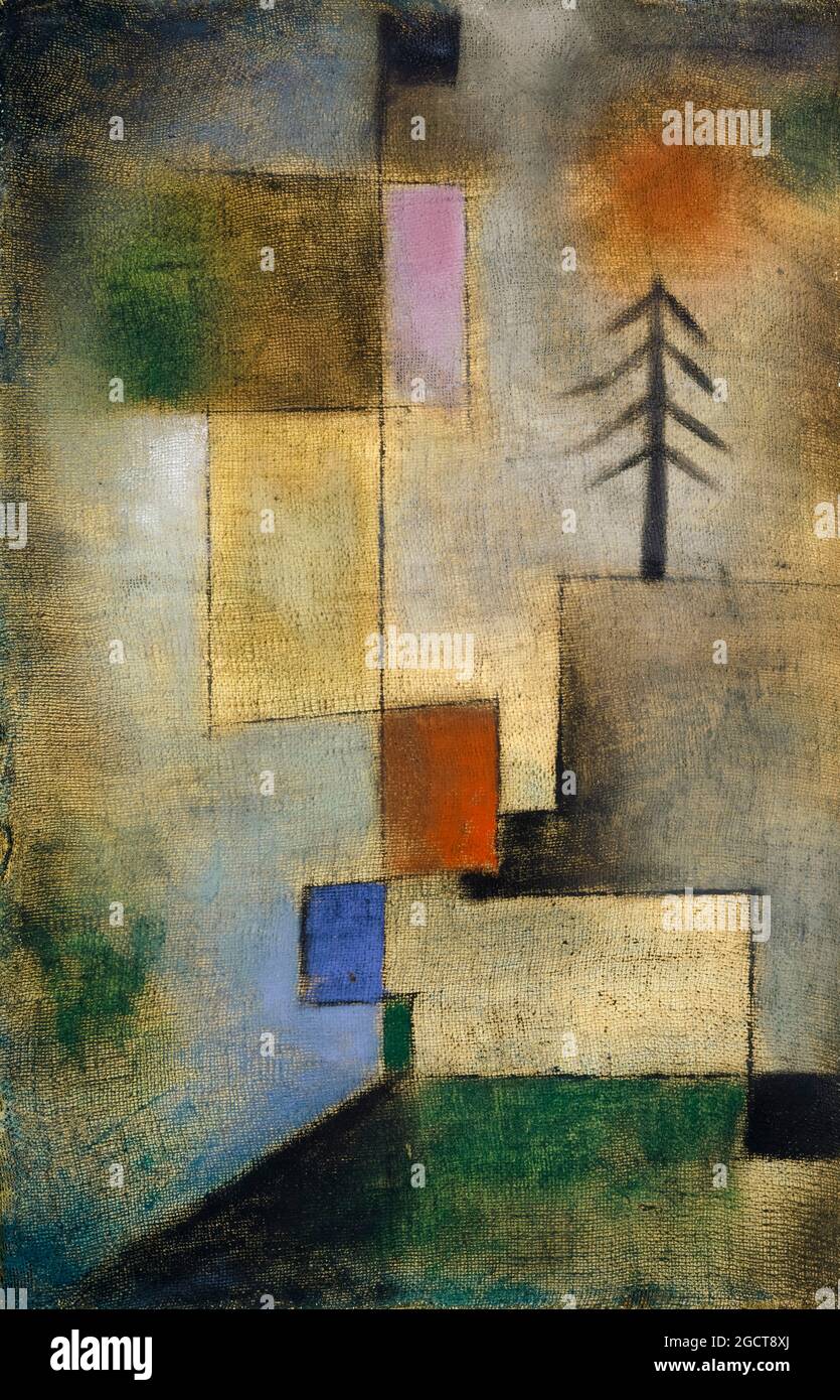 Paul Klee, petite photo des arbres de sapin, peinture abstraite, 1922 Banque D'Images