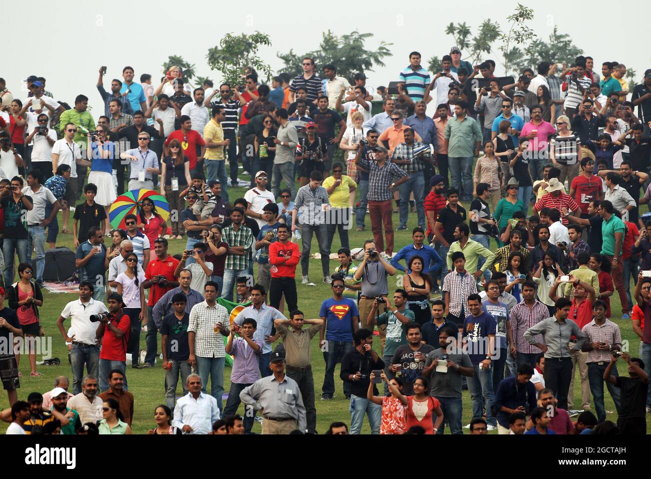 Ventilateurs. Grand Prix indien, dimanche 27 octobre 2013. Grande Noida, New Delhi, Inde. Banque D'Images