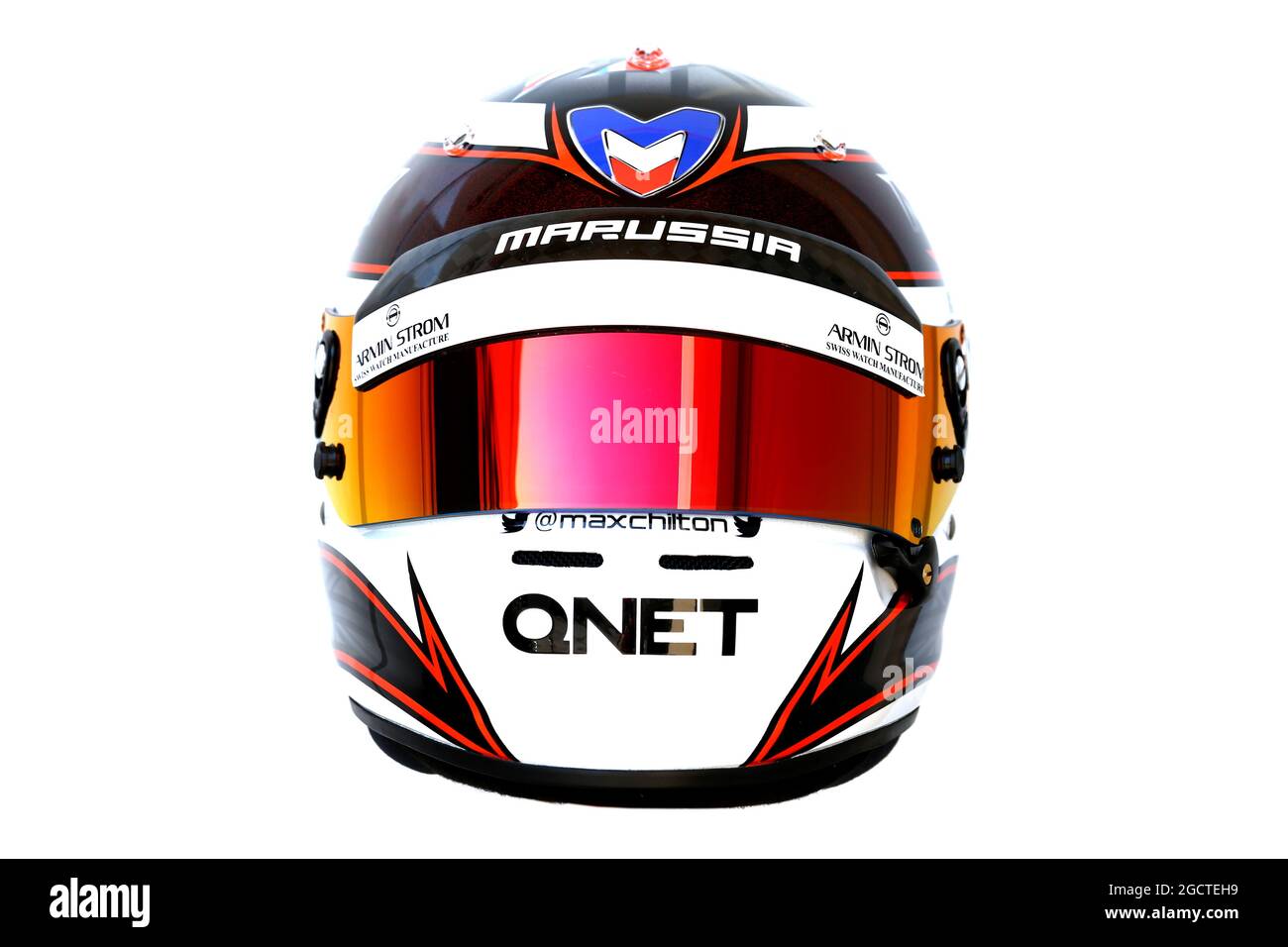 Le casque de l'écurie Max Chilton (GBR) Marussia F1 Team. Test Formula One, test One de Bahreïn, premier jour, mercredi 19 février 2014. Sakhir, Bahreïn. Banque D'Images