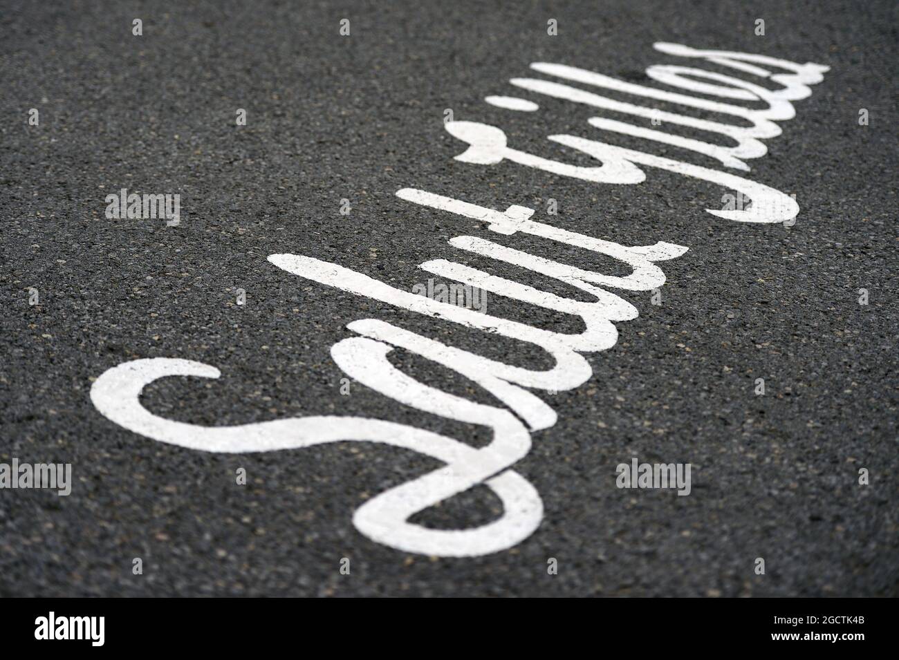 Salut Gilles - hommage sur la ligne de départ à Gilles Villeneuve. Grand Prix du Canada, jeudi 5 juin 2014. Montréal, Canada. Banque D'Images Salut Gilles - hommage sur la ligne de départ à Gilles Villeneuve. Grand Prix du Canada, jeudi 5 juin 2014. Montréal, Canada. Banque D'Images