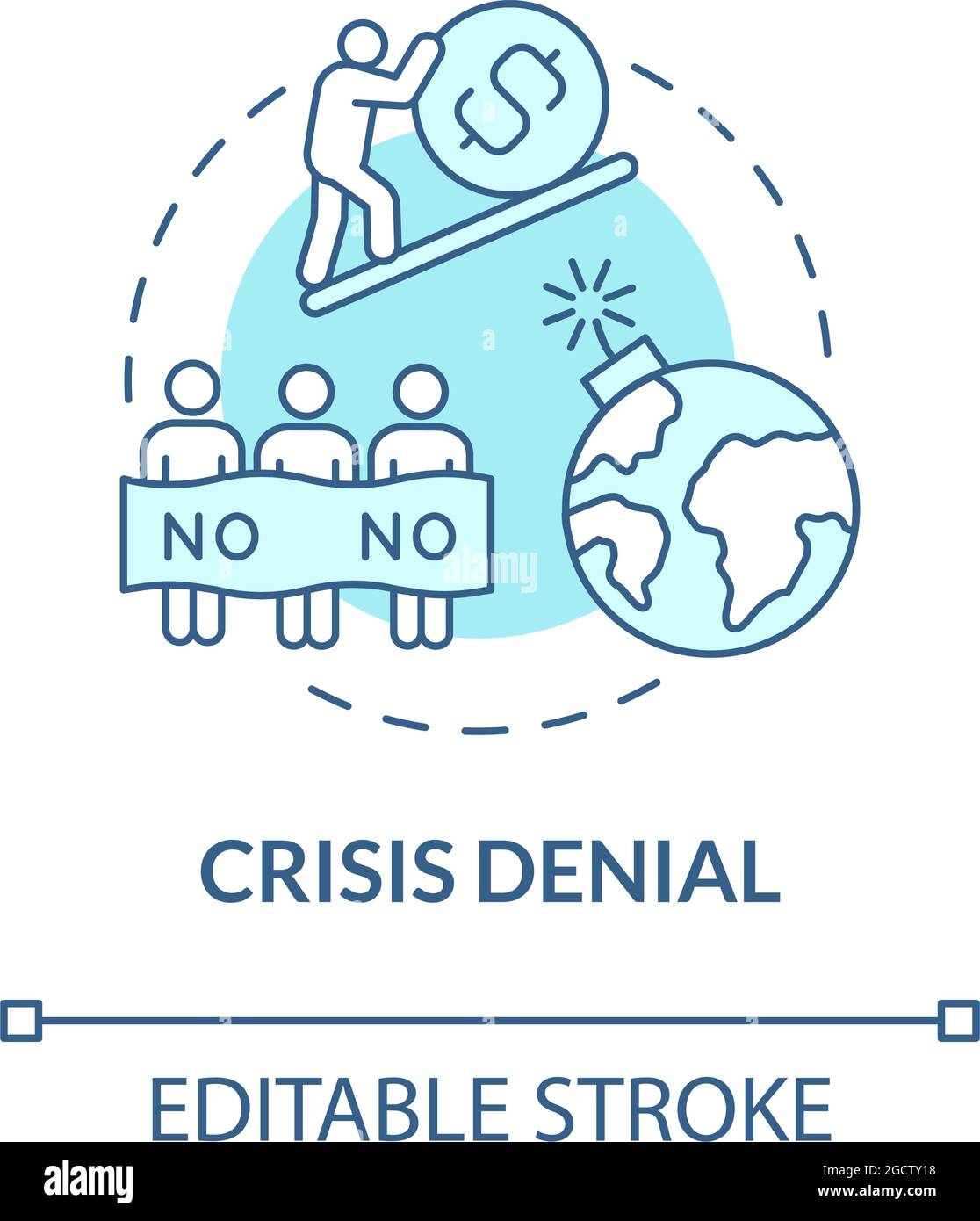 Icône de concept bleu de déni de crise Illustration de Vecteur