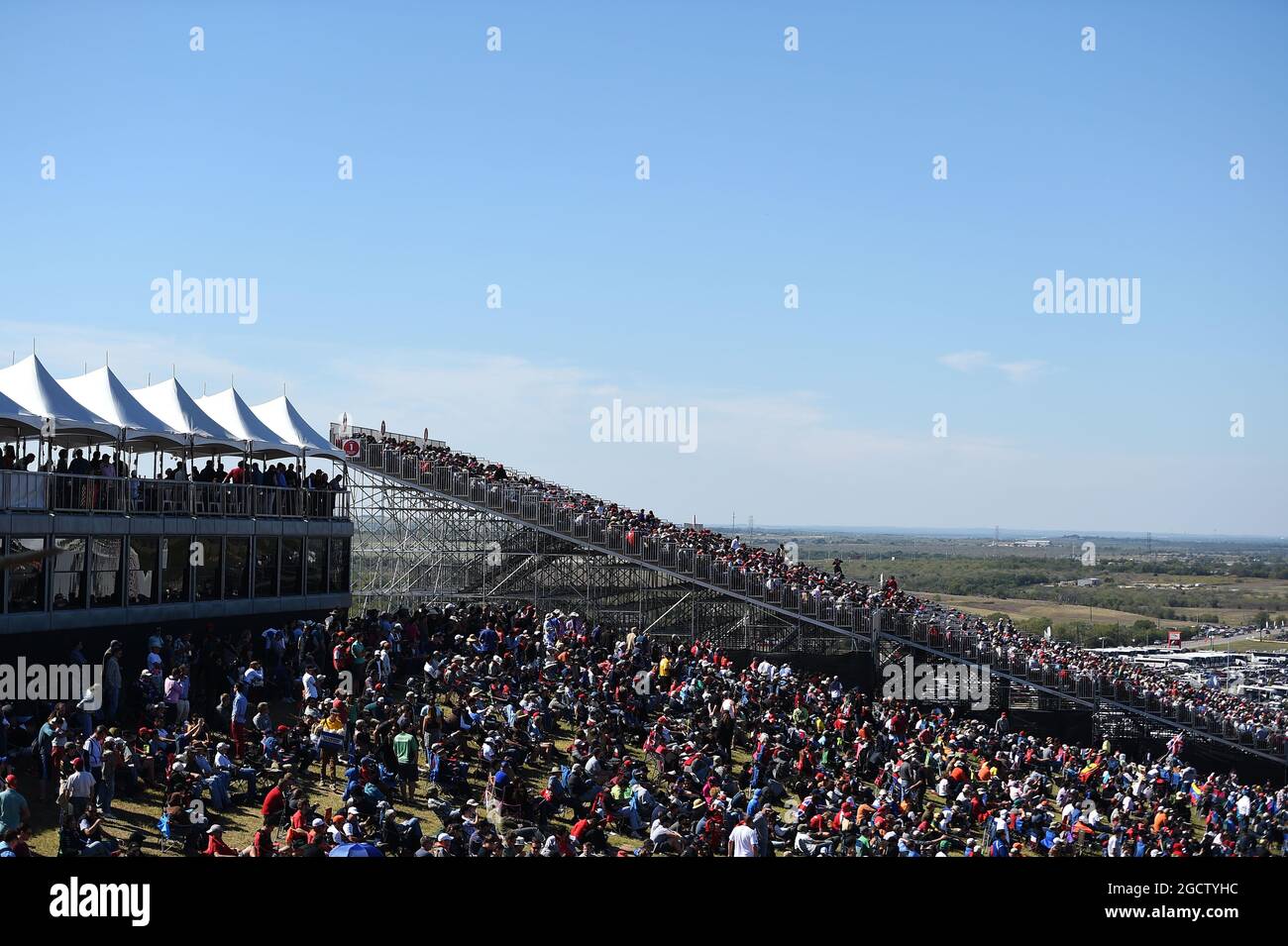 Ventilateurs. Grand Prix des États-Unis, samedi 1er novembre 2014. Circuit of the Americas, Austin, Texas, États-Unis. Banque D'Images