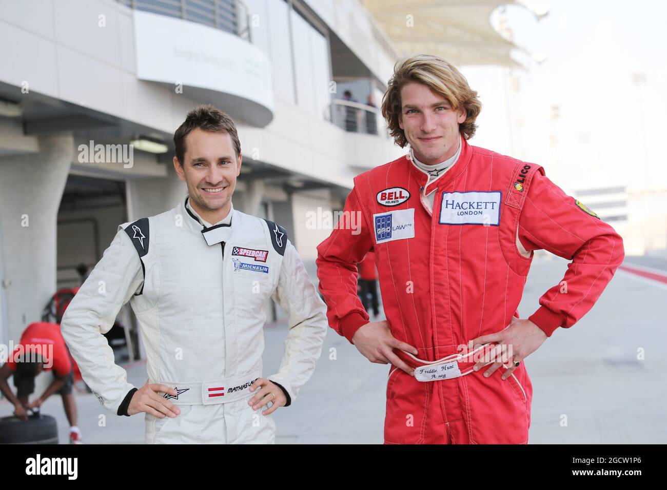 Mathias Lauda en Autriche avec Freddie Hunt en Grande-Bretagne (à droite) Banque D'Images