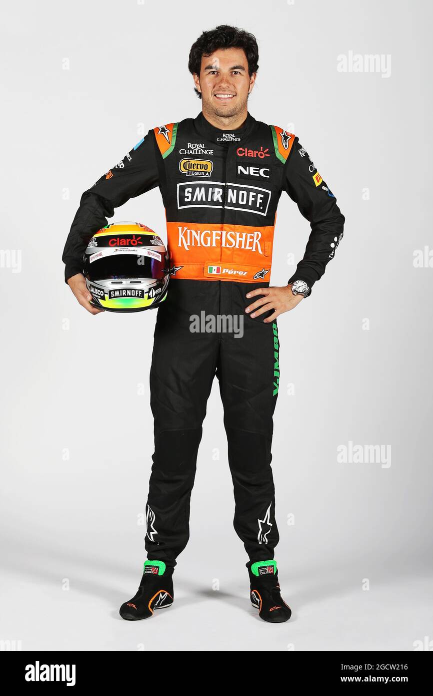 Sergio Perez (MEX) Sahara Force Inde F1. Sahara Force India F1 Team Livery Reveal, Musée Soumaya, Mexico, Mexique. Mercredi 21 janvier 2015. Banque D'Images