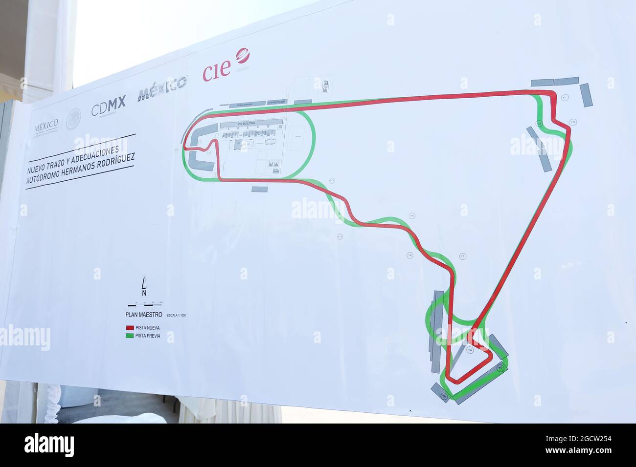 Carte du circuit. Visite du circuit Autodromo Hermanos Rodriguez, Mexico, Mexique. Jeudi 22 janvier 2015. Banque D'Images