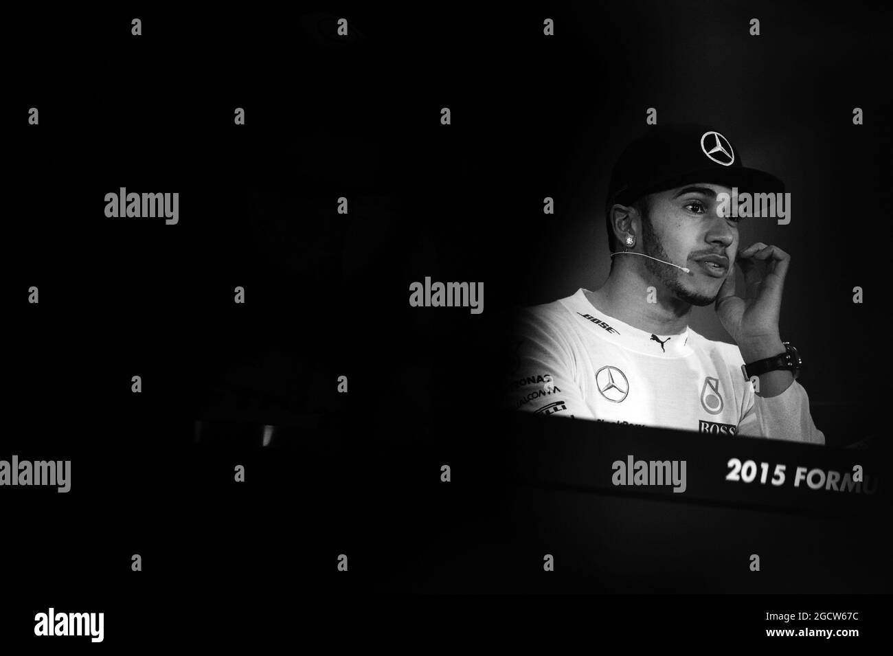 Lewis Hamilton (GBR) Mercedes AMG F1 à la conférence de presse de la FIA. Grand Prix de Chine, dimanche 12 avril 2015. Shanghai, Chine. Banque D'Images