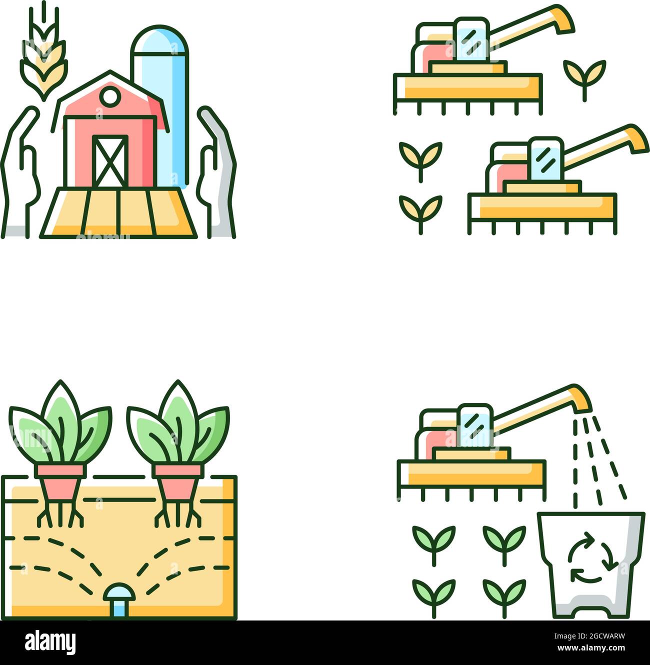 Jeu d'icônes de couleur RVB agriculture et agriculture Illustration de Vecteur