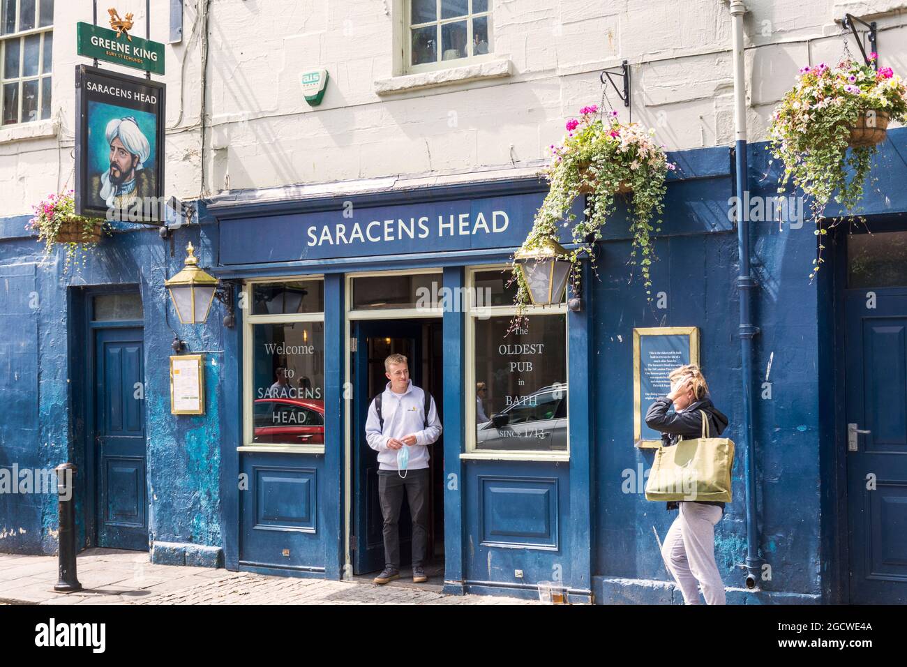 Saracens Head pub bar la plus ancienne maison publique de Bath Spa, Angleterre, Royaume-Uni. Banque D'Images