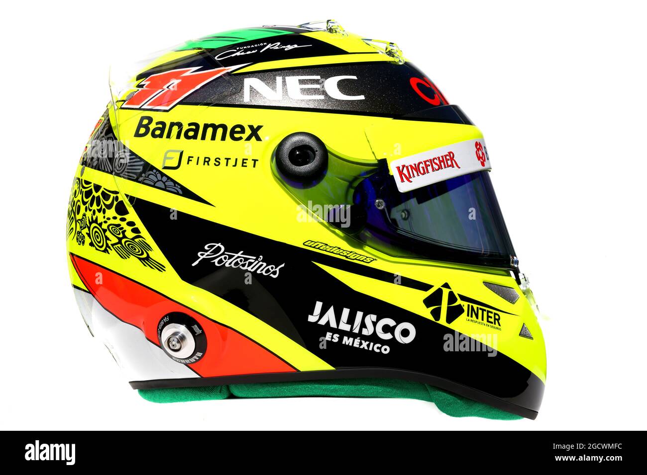 Le casque de Sergio Perez (MEX) Sahara Force Inde F1. Grand Prix d'Australie, jeudi 17 mars 2016. Albert Park, Melbourne, Australie. Banque D'Images