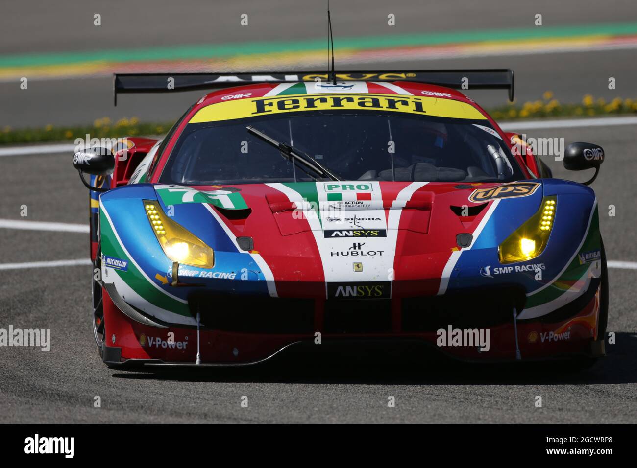 Davide Rigon (FRA) / Sam Bird (GBR) #71 AF Corse Ferrari F488 GTE. Championnat du monde d'endurance de la FIA, deuxième manche, jeudi 5 mai 2016. Spa-Francorchamps, Belgique. Banque D'Images