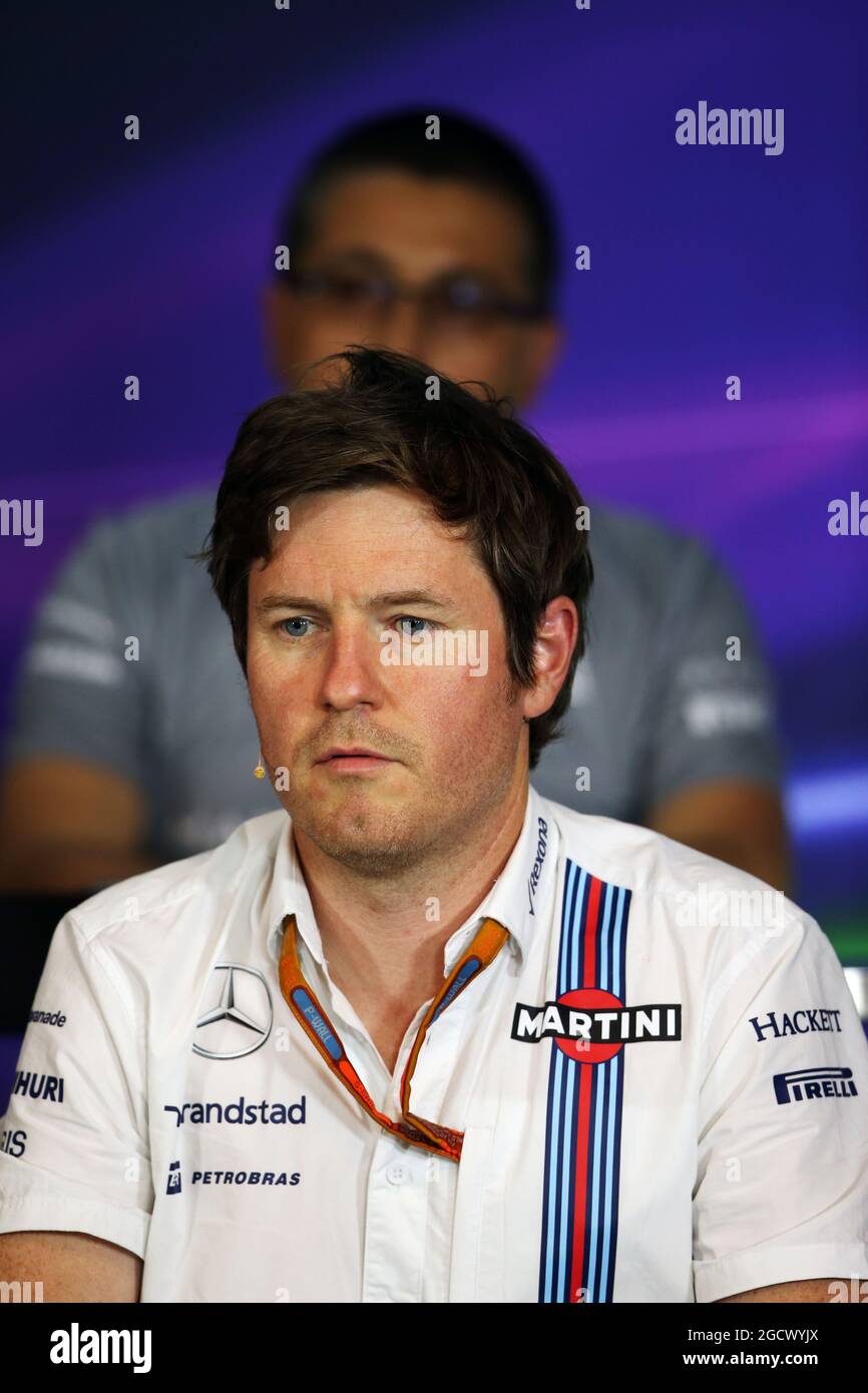 Rob Smedley (GBR) Williams Directeur de la performance des véhicules à la conférence de presse de la FIA. Grand Prix d'Autriche, vendredi 1er juillet 2016. Spielberg, Autriche. Banque D'Images