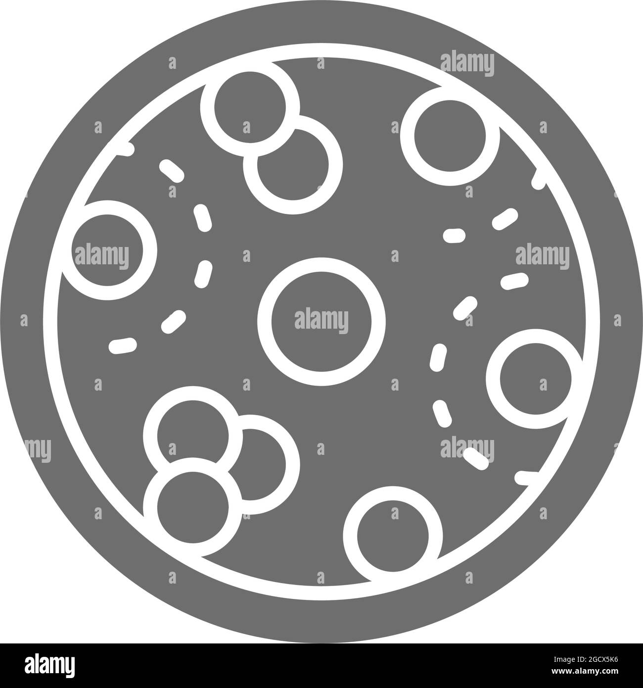 Leucémie, cellules sanguines avec le virus du cancer, icône grise d'oncologie. Illustration de Vecteur