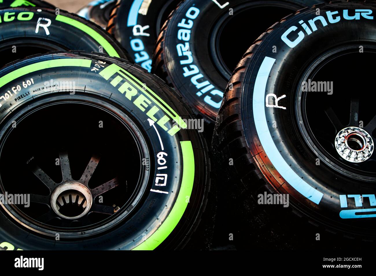 Pneus Pirelli. Test de Formule 1, jour 4, jeudi 2 mars 2017. Barcelone, Espagne. Banque D'Images
