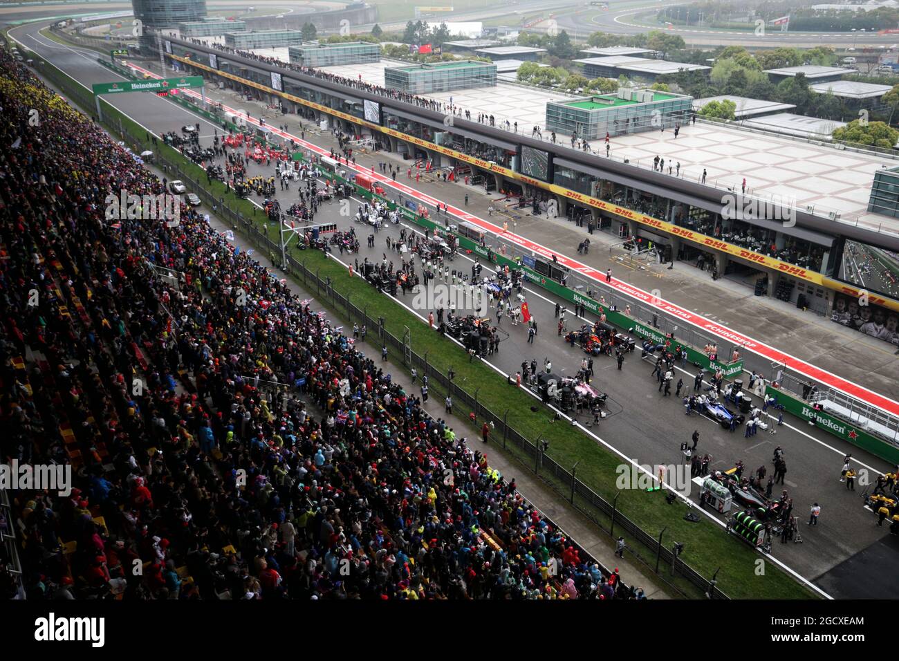 La grille avant le début de la course. Grand Prix de Chine, dimanche 9 avril 2017. Shanghai, Chine. Banque D'Images