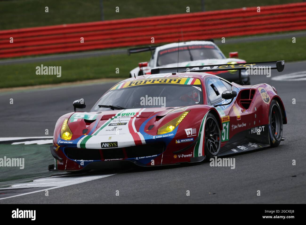 James Calado (GBR) / Alessandro Pier Guidi (ITA) / Lucas di Grassi (BRA) #51 AF Corse Ferrari 488 GTE. FIA World Endurance Championship, Round 1, vendredi 14 avril 2017. Silverstone, Angleterre. Banque D'Images