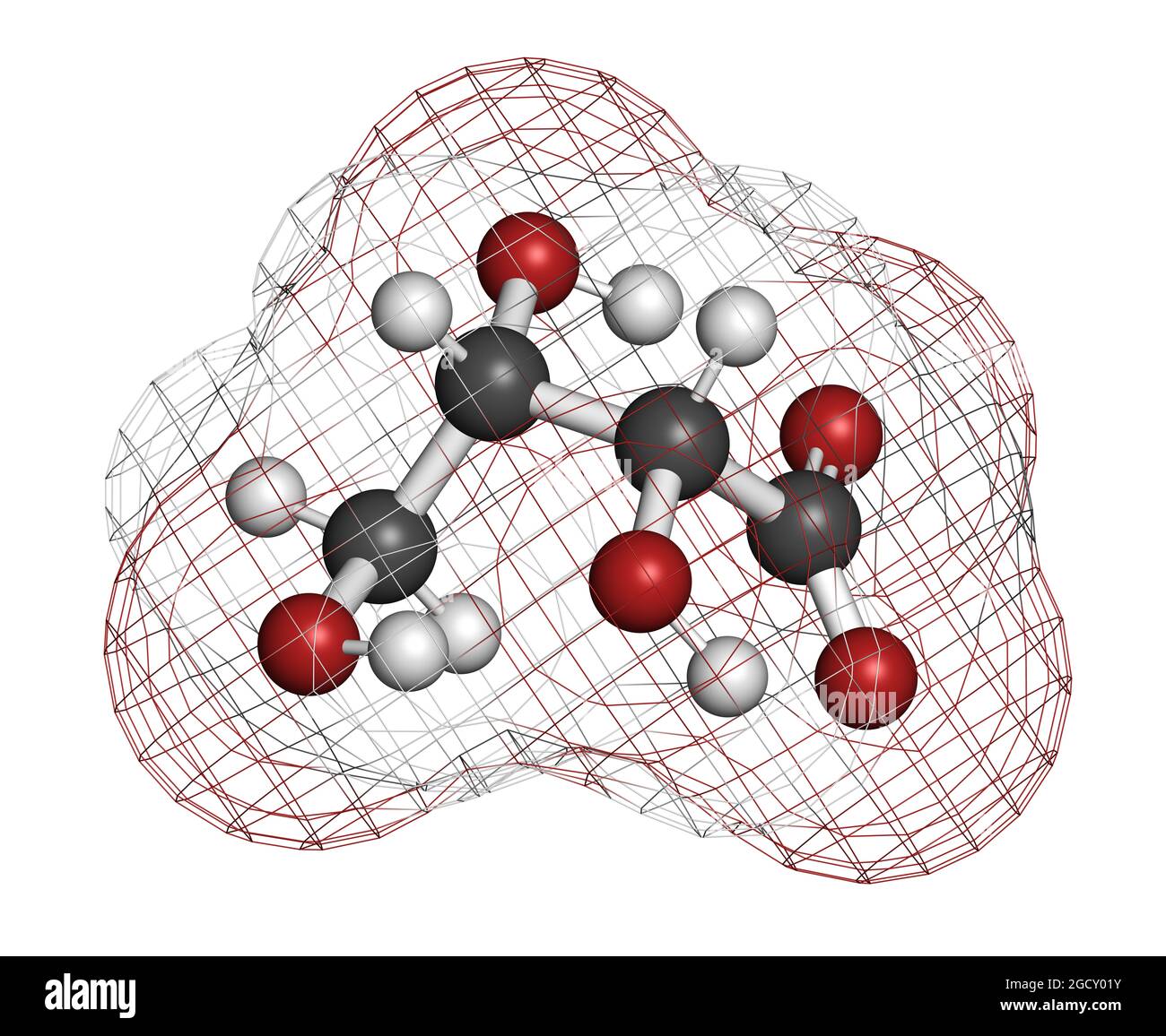 Molécule d'acide L-Threonic. Rendu 3D. Banque D'Images