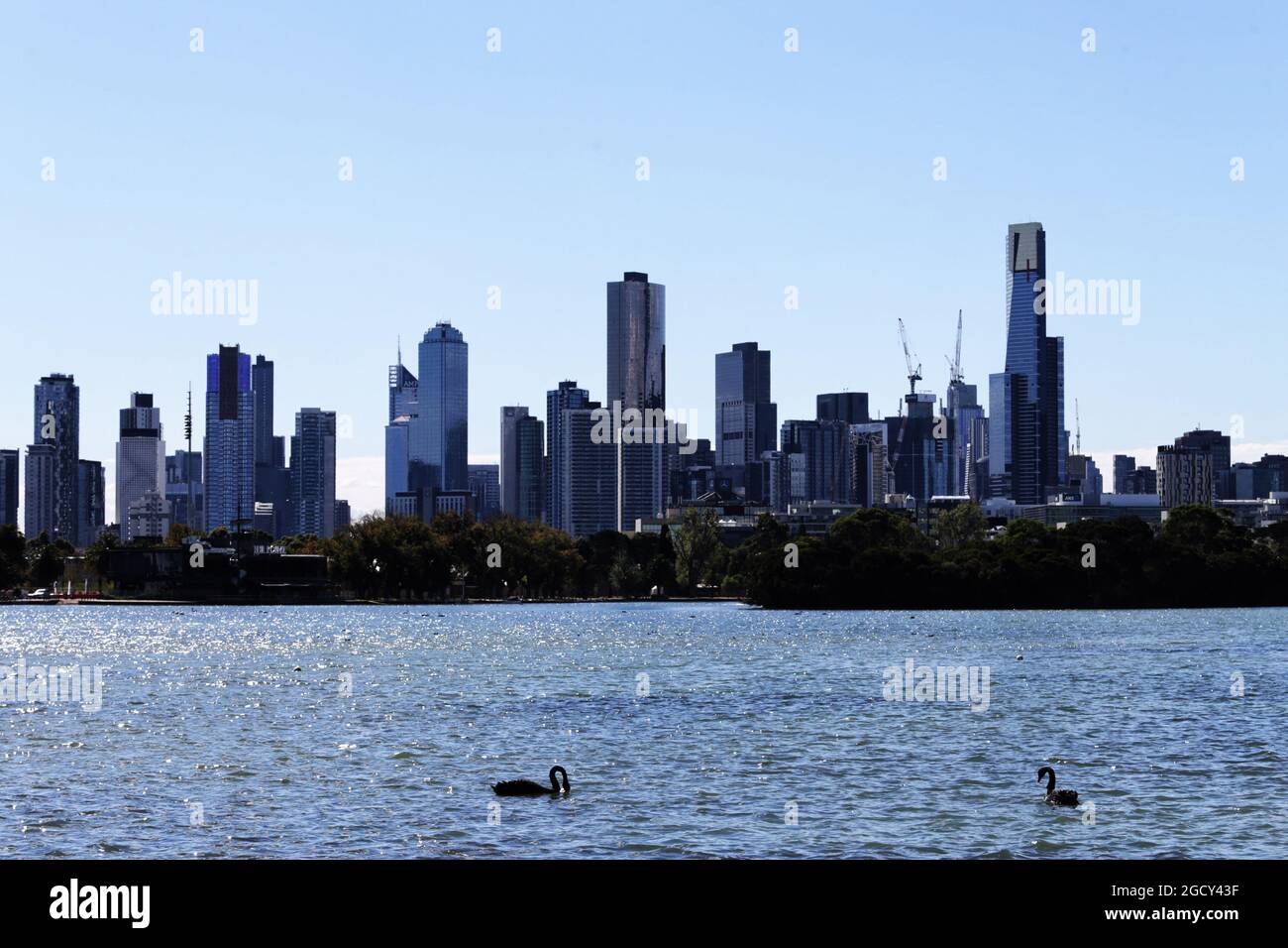Vue panoramique sur Melbourne. Grand Prix d'Australie, vendredi 23 mars 2018. Albert Park, Melbourne, Australie. Banque D'Images