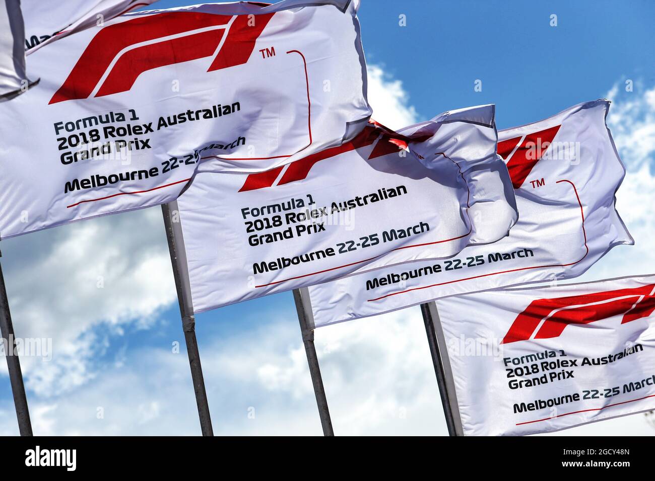 Drapeaux australiens GP. Grand Prix d'Australie, dimanche 25 mars 2018. Albert Park, Melbourne, Australie. Banque D'Images