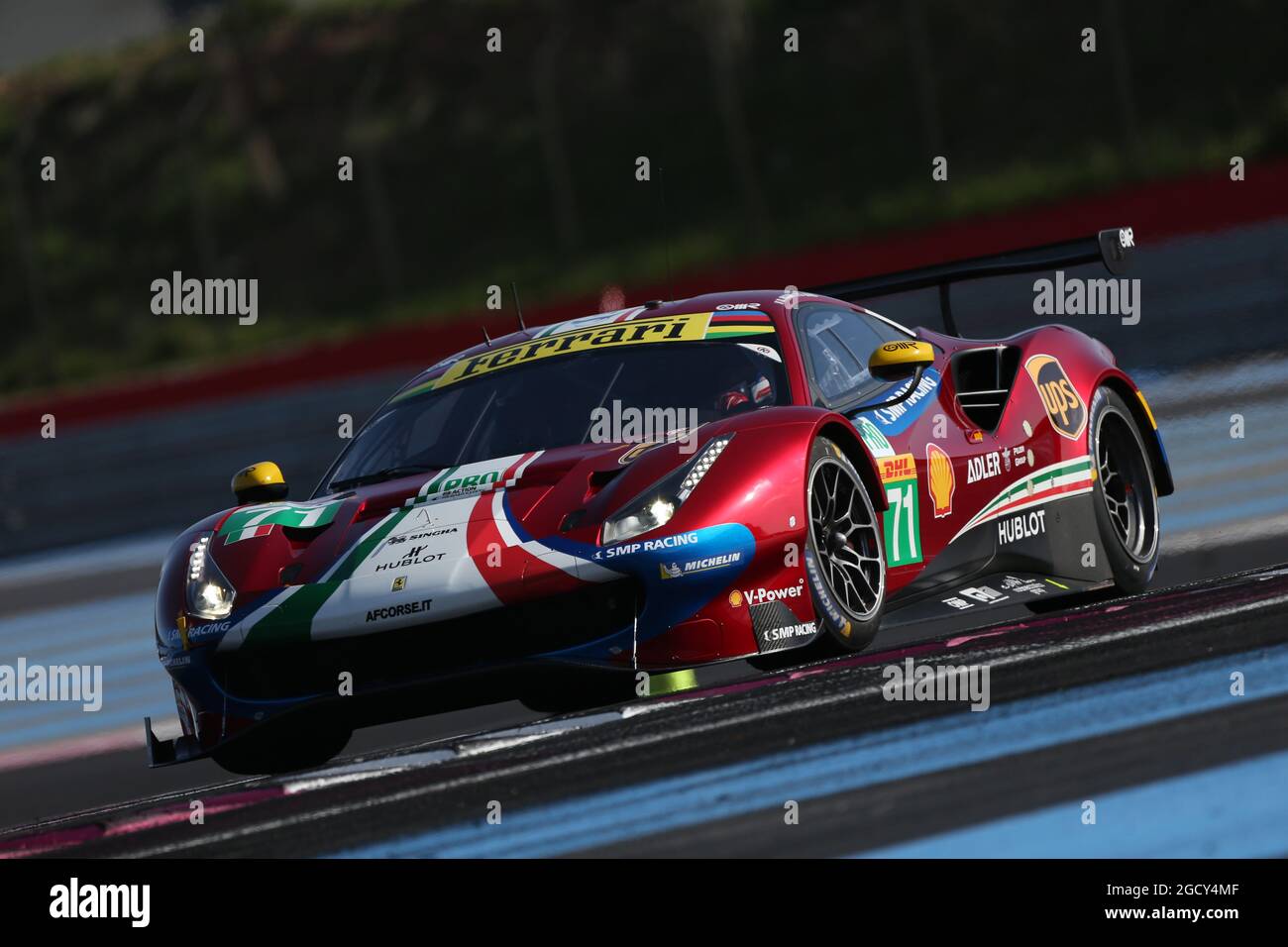 Davide Rigon (FRA) / Sam Bird (GBR) #71 AF Corse Ferrari 488 GTE. Championnat du monde d'endurance FIA, journées d'essais officielles 'Prologue', 6 au 7 avril 2018. Paul Ricard, France. Banque D'Images