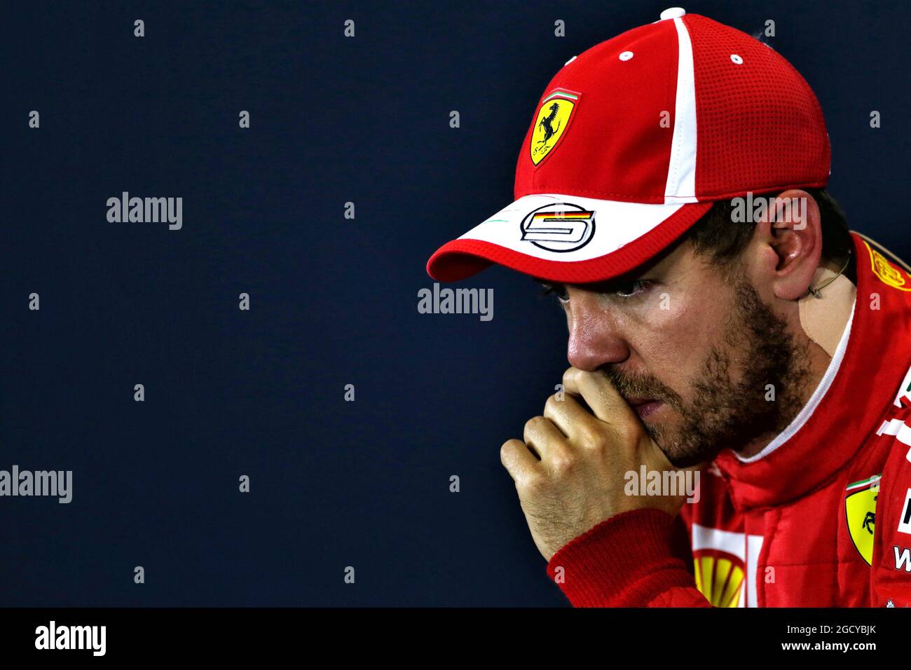 Sebastian Vettel (GER) Ferrari à la Conférence de presse de la FIA. Grand Prix de Grande-Bretagne, samedi 7 juillet 2018. Silverstone, Angleterre. Banque D'Images