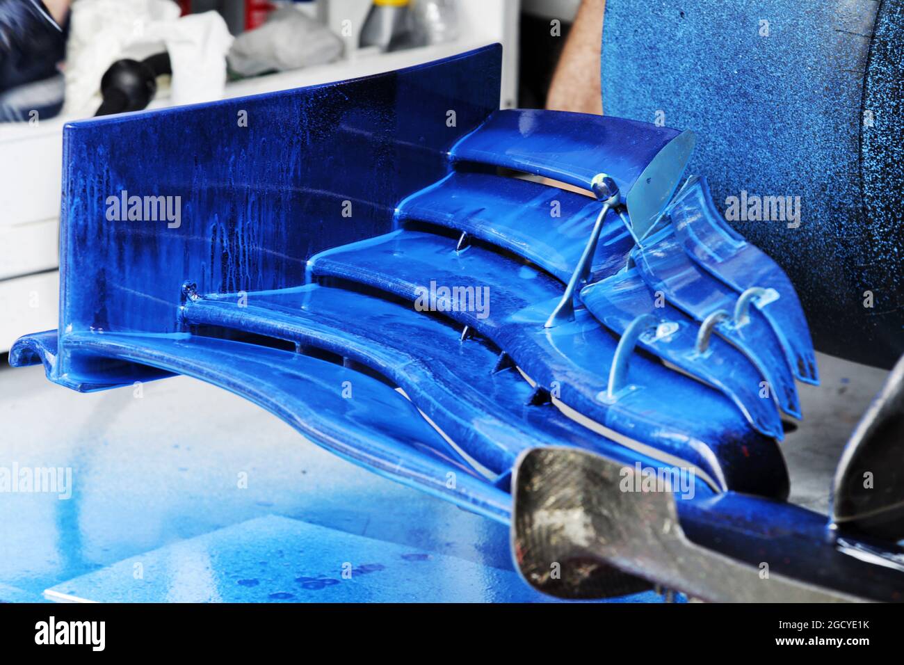 Aile avant Williams FW41 avec peinture Flow-vis. Test de formule 1. Mardi 31 juillet 2018. Budapest, Hongrie. Banque D'Images