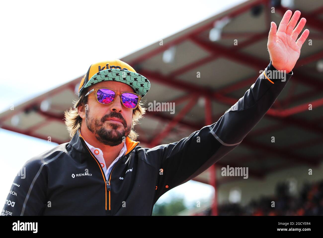 Fernando Alonso (ESP) McLaren sur le défilé des pilotes. Grand Prix de Belgique, dimanche 26 août 2018. Spa-Francorchamps, Belgique. Banque D'Images