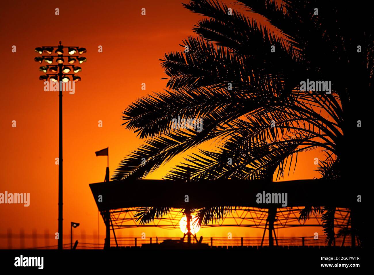 Le soleil se couche sur le circuit. Grand Prix de Bahreïn, jeudi 28 mars 2019. Sakhir, Bahreïn. Banque D'Images