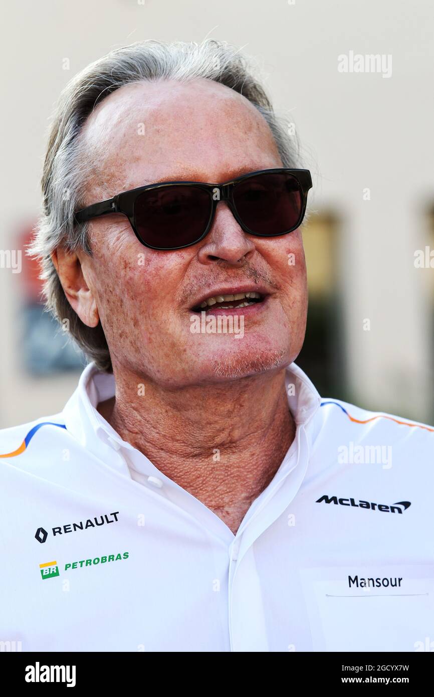 Mansour Ojjeh, actionnaire de McLaren. Grand Prix de Bahreïn, vendredi 29 mars 2019. Sakhir, Bahreïn. Banque D'Images