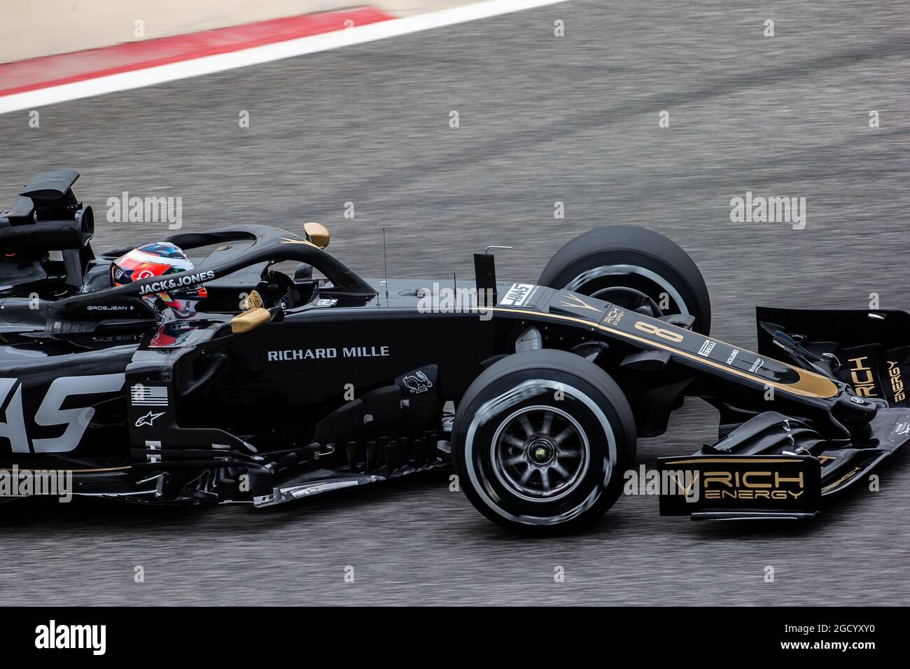 Romain Grosjean (FRA) Haas F1 Team VF-19. Test de Formule 1, mardi 2 avril  2019. Sakhir, Bahreïn Photo Stock - Alamy