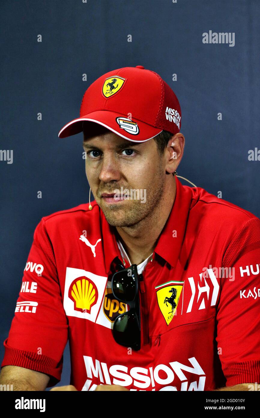 Sebastian Vettel (GER) Ferrari à la Conférence de presse de la FIA. Grand Prix d'Espagne, jeudi 9 mai 2019. Barcelone, Espagne. Banque D'Images