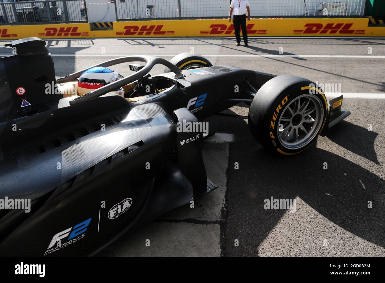 Jean Alesi (FRA) présente les pneus 2020 Pirelli F1 18 pouces dans une voiture F2. Grand Prix d'Italie, samedi 7 septembre 2019. Monza Italie. Banque D'Images