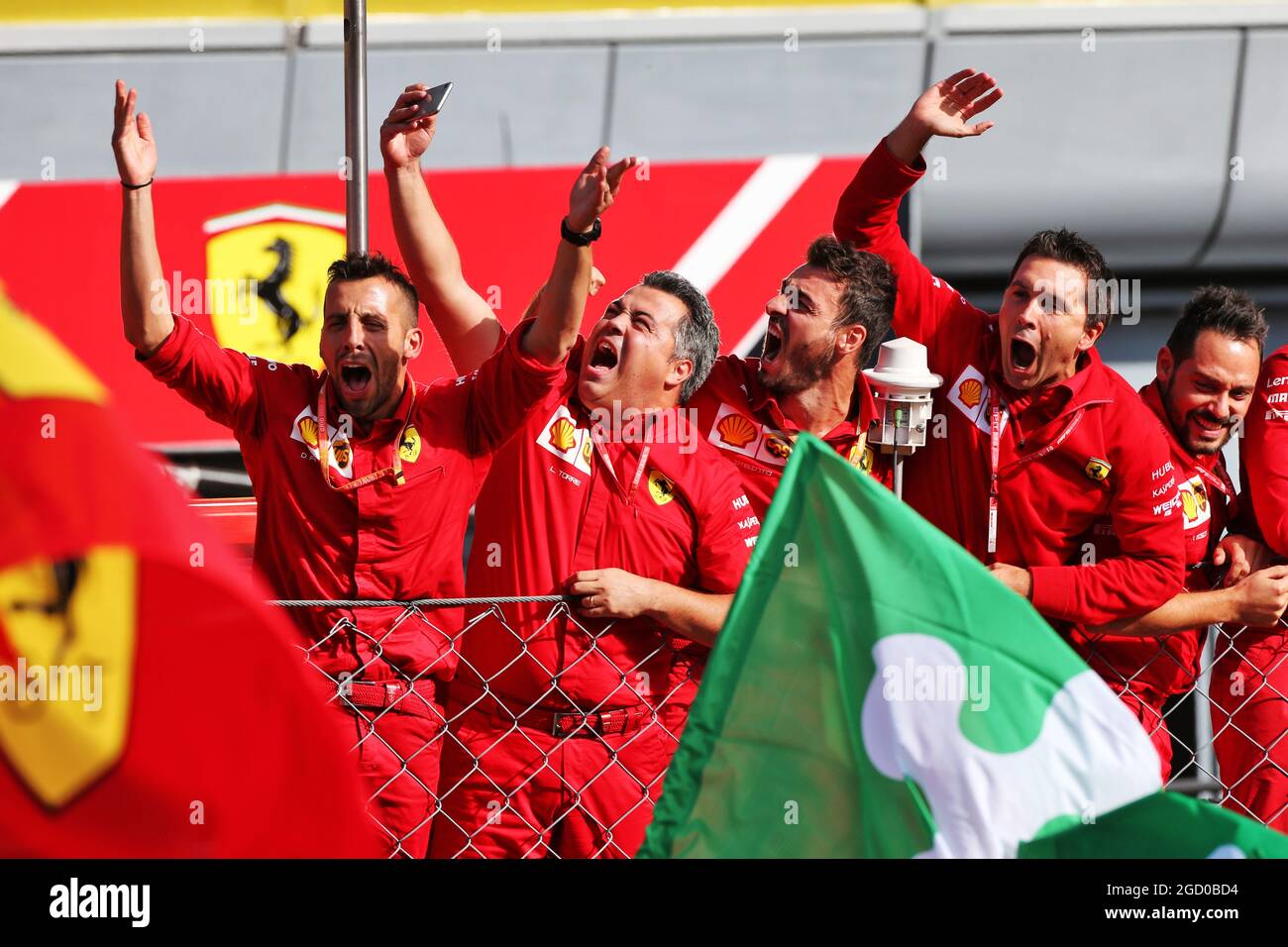 Célébrez Ferrari sur le podium. Grand Prix d'Italie, dimanche 8 septembre 2019. Monza Italie. Banque D'Images