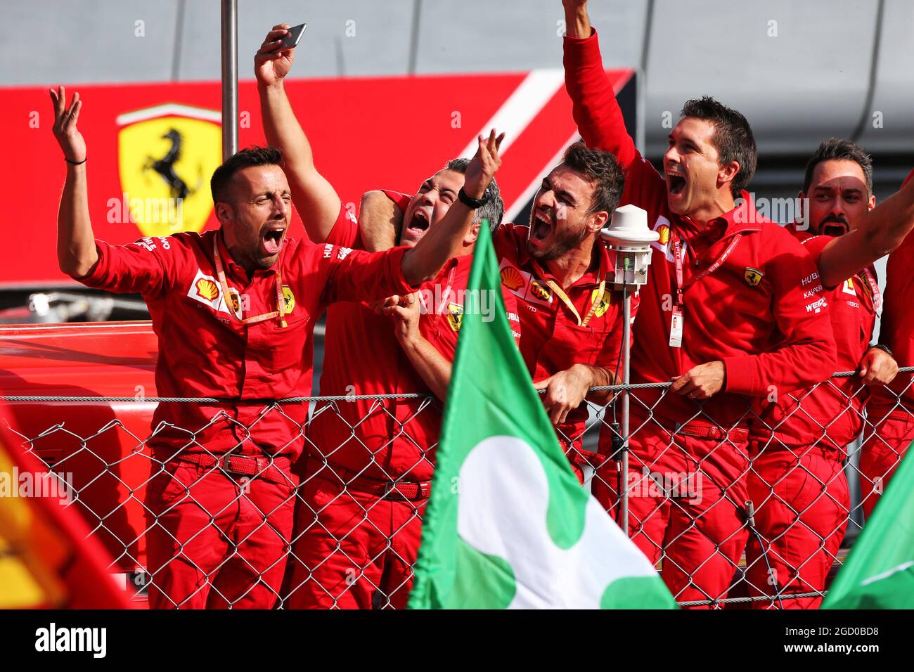 Célébrez Ferrari sur le podium. Grand Prix d'Italie, dimanche 8 septembre 2019. Monza Italie. Banque D'Images