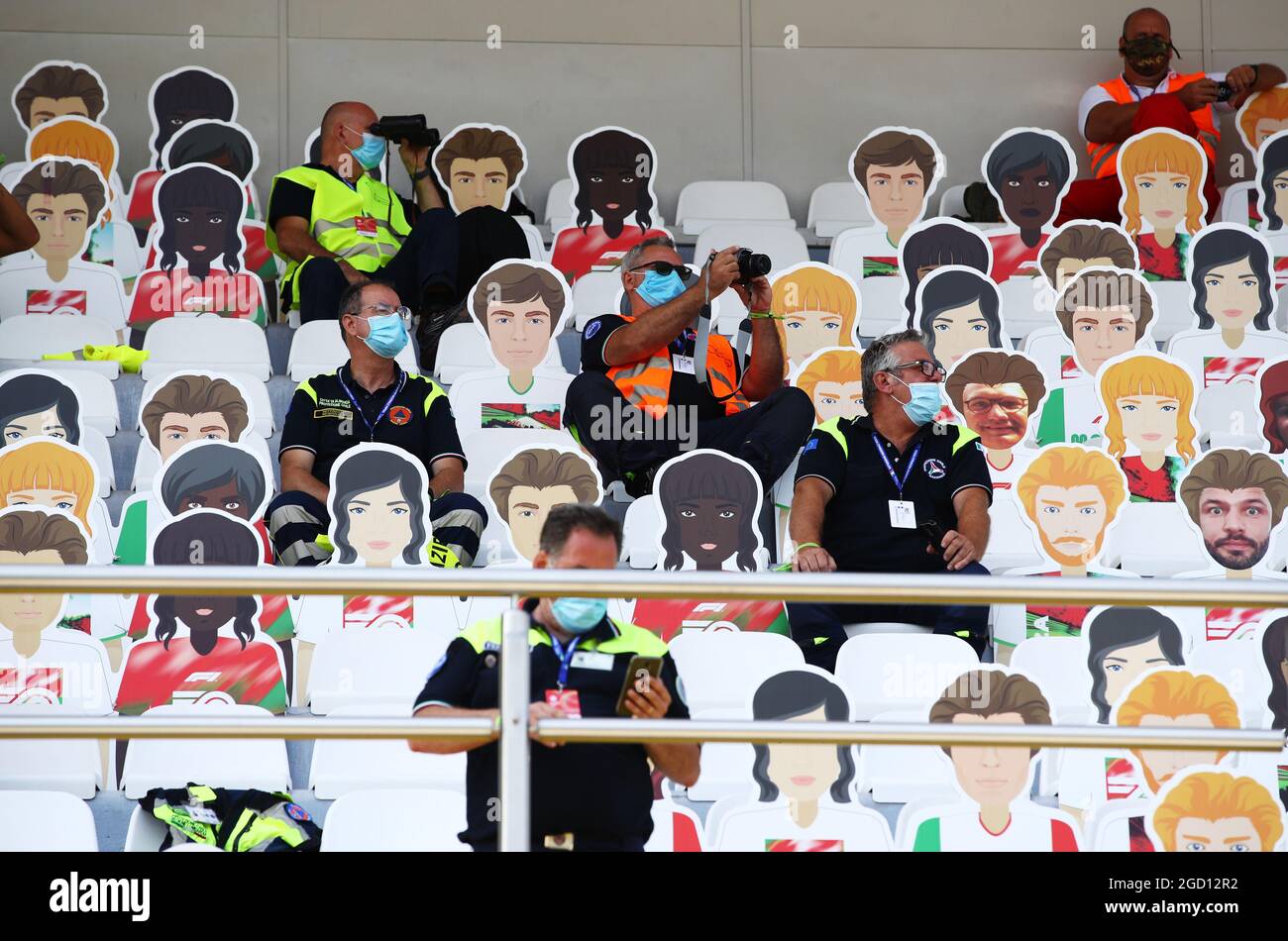 Atmosphère de circuit - les principaux travailleurs dans la tribune. Grand Prix d'Italie, dimanche 6 septembre 2020. Monza Italie. Image de pool FIA pour usage éditorial uniquement Banque D'Images