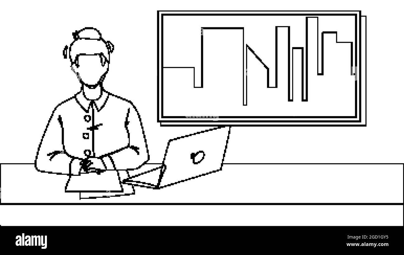 TV News Presenter dans TV Studio Vector Illustration de Vecteur