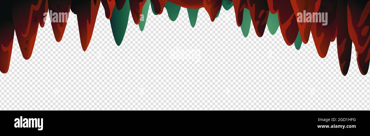 Stalactites de cavernes, plafond de grotte avec stalactites de pierre souterraines sur fond blanc. Illustration vectorielle de style dessin animé plat Illustration de Vecteur