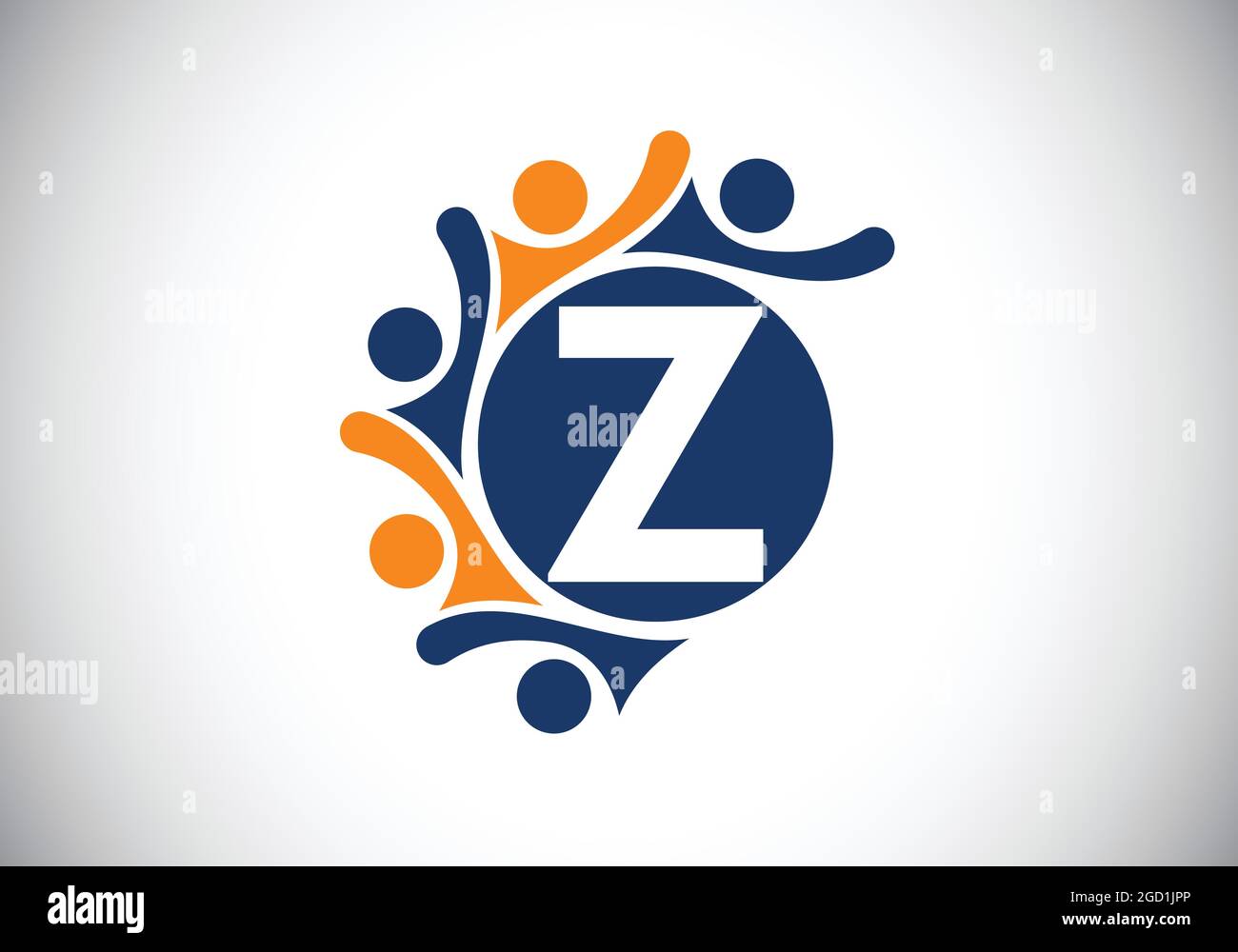 Alphabet Z monogramme initial avec des personnes en contact. Équipe, symbole du logo de coopération. Emblème de police. Logo pour la collaboration d'entreprise Illustration de Vecteur