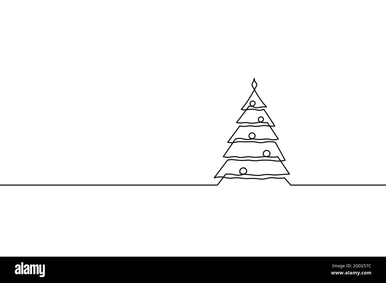 Joyeux Noël seule ligne de l'article carte de souhaits de Noël Décoration arbre silhouette concept. Forêt de sapin un croquis design en bois Illustration de Vecteur