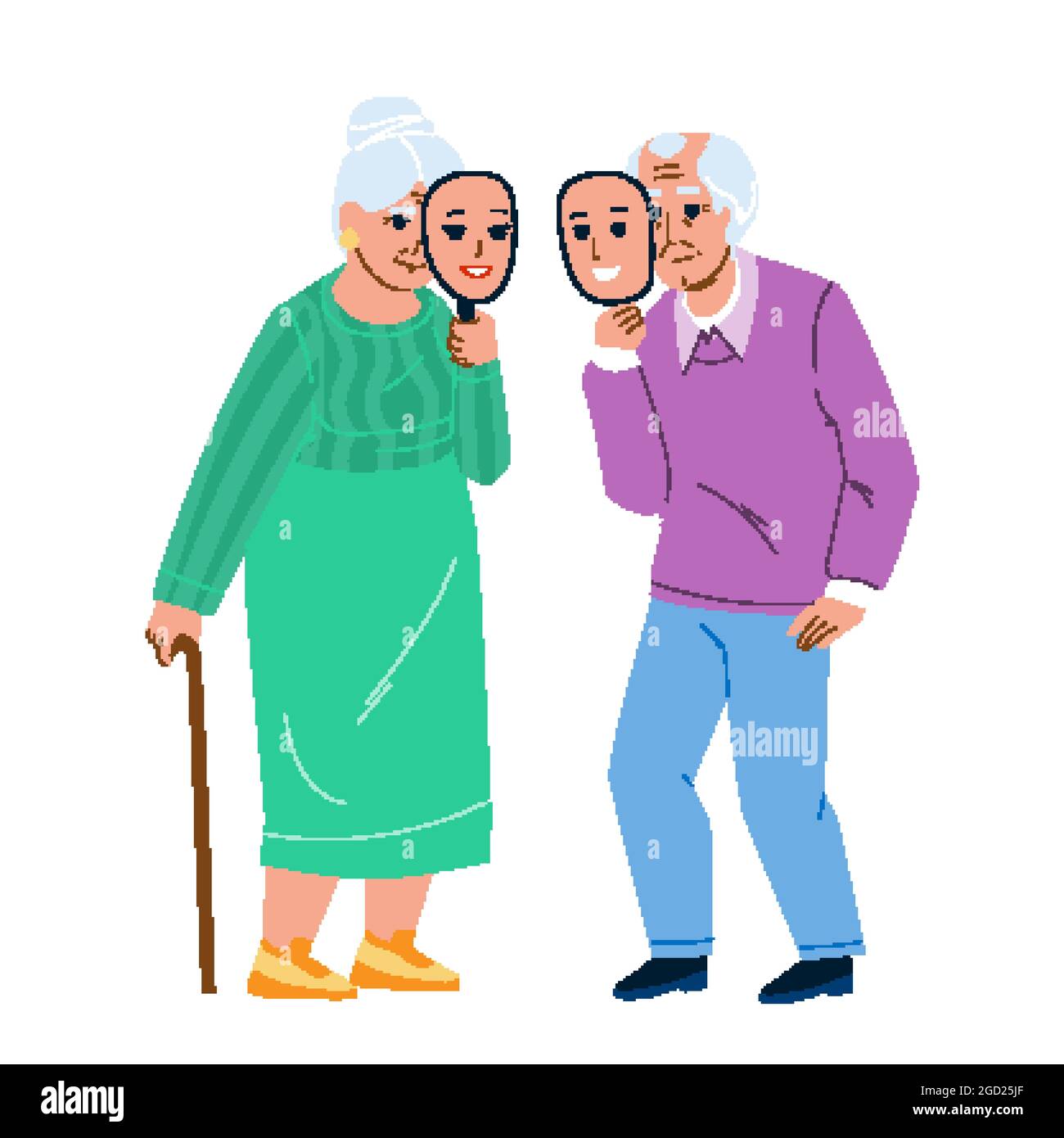 Agéisme des personnes âgées vecteur de couple homme et femme Illustration de Vecteur