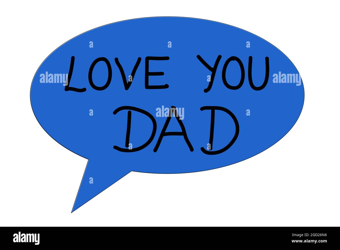 Love You Dad, expression à la main texte écrit dans une illustration bleue de bulle de discours sur fond blanc Banque D'Images