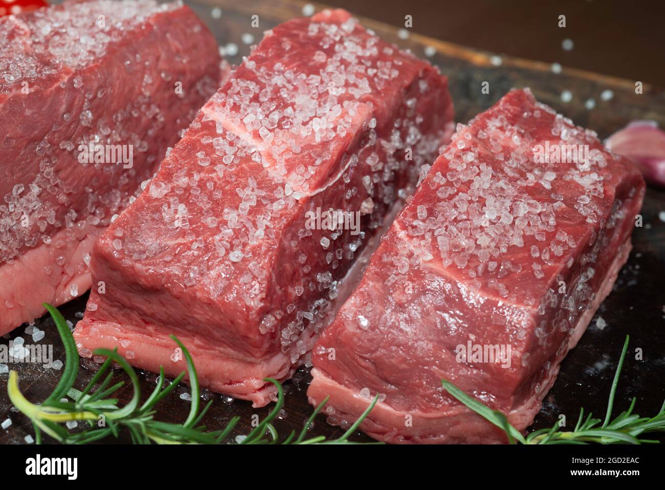 Picanha, barbecue brésilien traditionnel, viande crue Banque D'Images