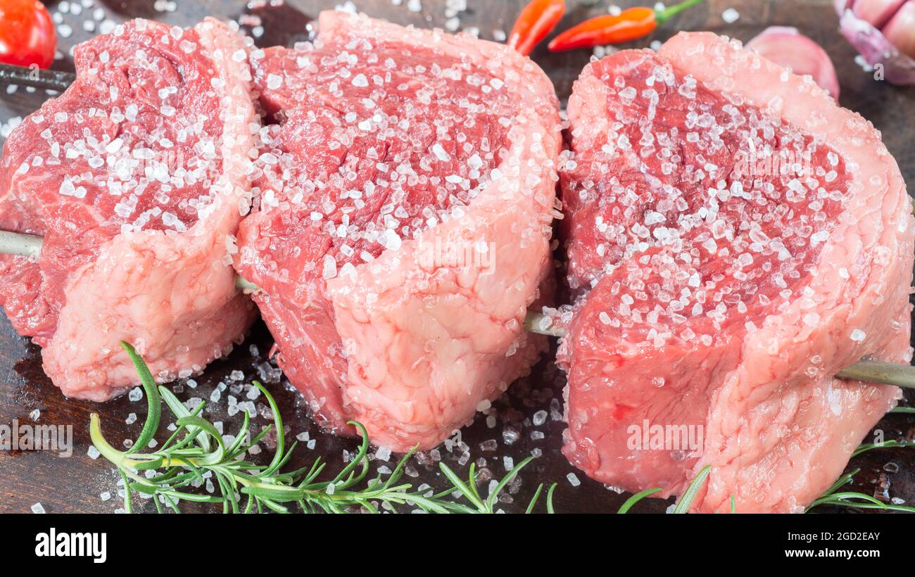 Picanha, barbecue brésilien traditionnel, viande crue Banque D'Images