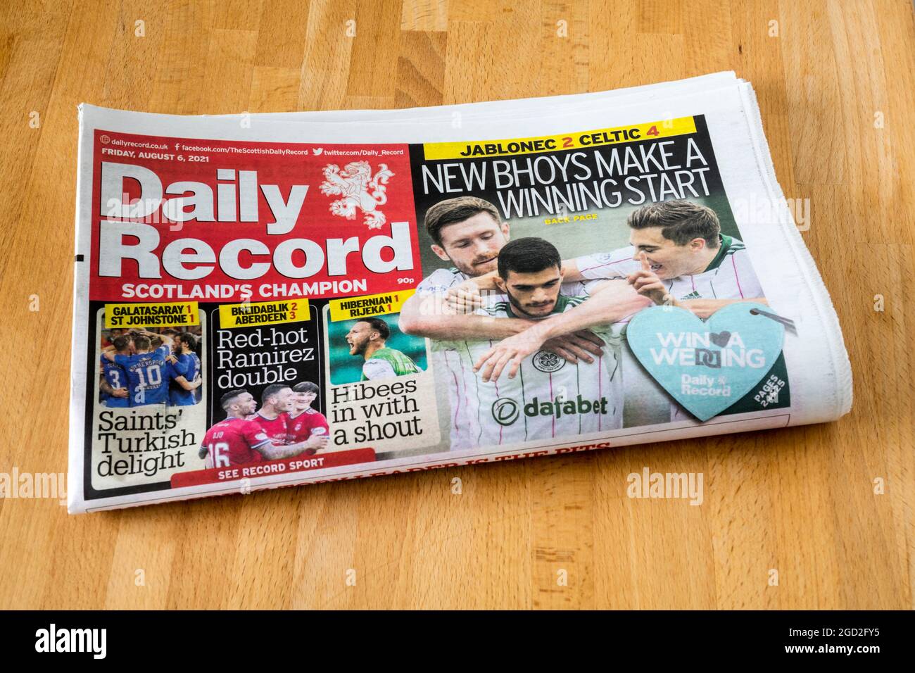 Un exemplaire du Daily Record, un journal tabloïd écossais. Banque D'Images