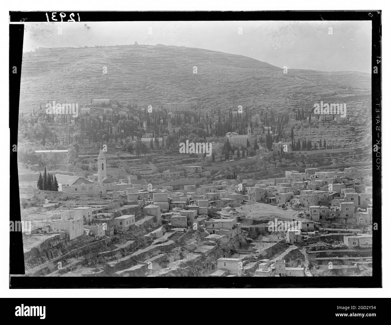 Vue depuis le nord d'Ain Karim, un quartier de Jérusalem, a également orthographié Ein Kerim ca. Entre 1940 et 1946 Banque D'Images