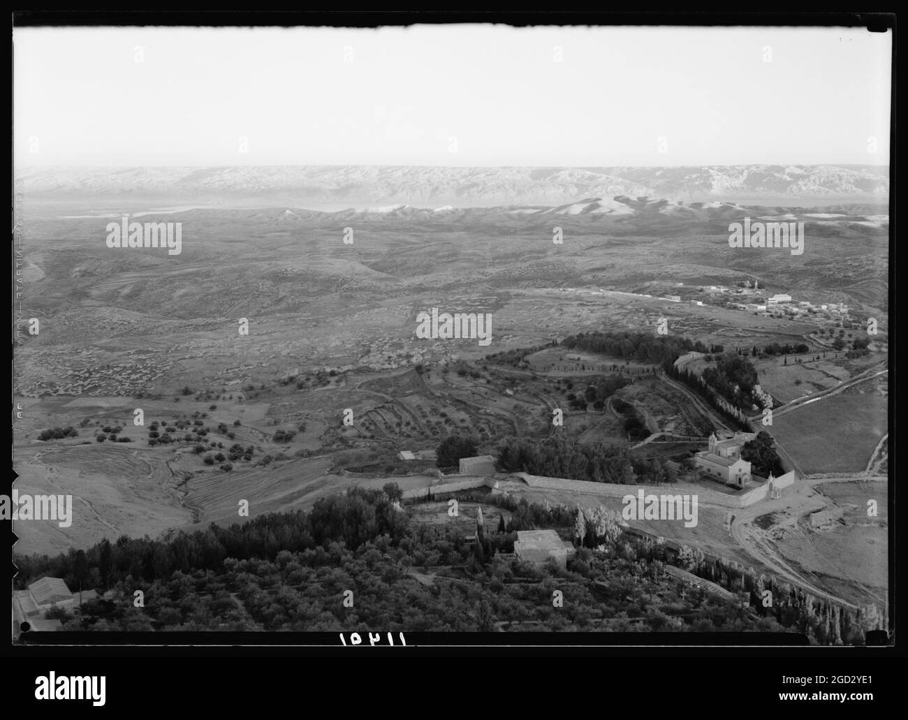 Montagnes de Moab vues du Mont des oliviers (ville sur la droite) environ entre 1940 et 1946 Banque D'Images
