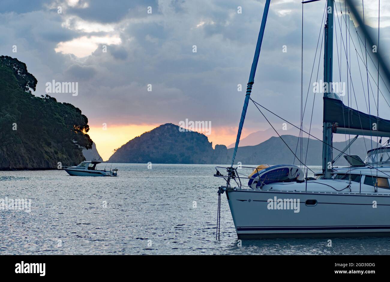 À l'ancre Great Barrier Island Nouvelle-Zélande Banque D'Images