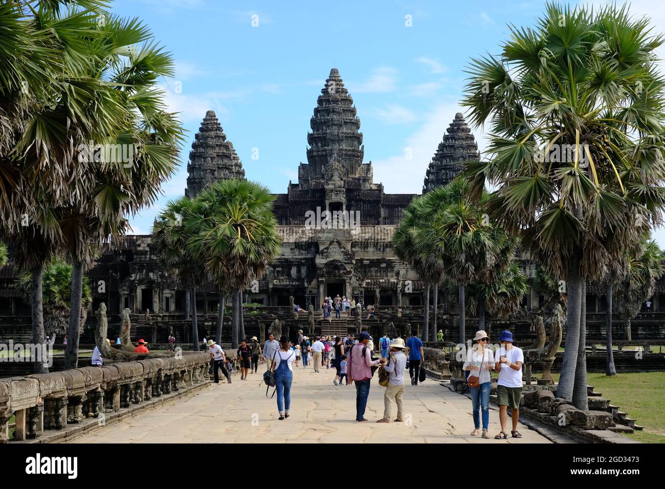 Cambodge Krong Siem Reap Angkor Wat - façade du temple principal Banque D'Images