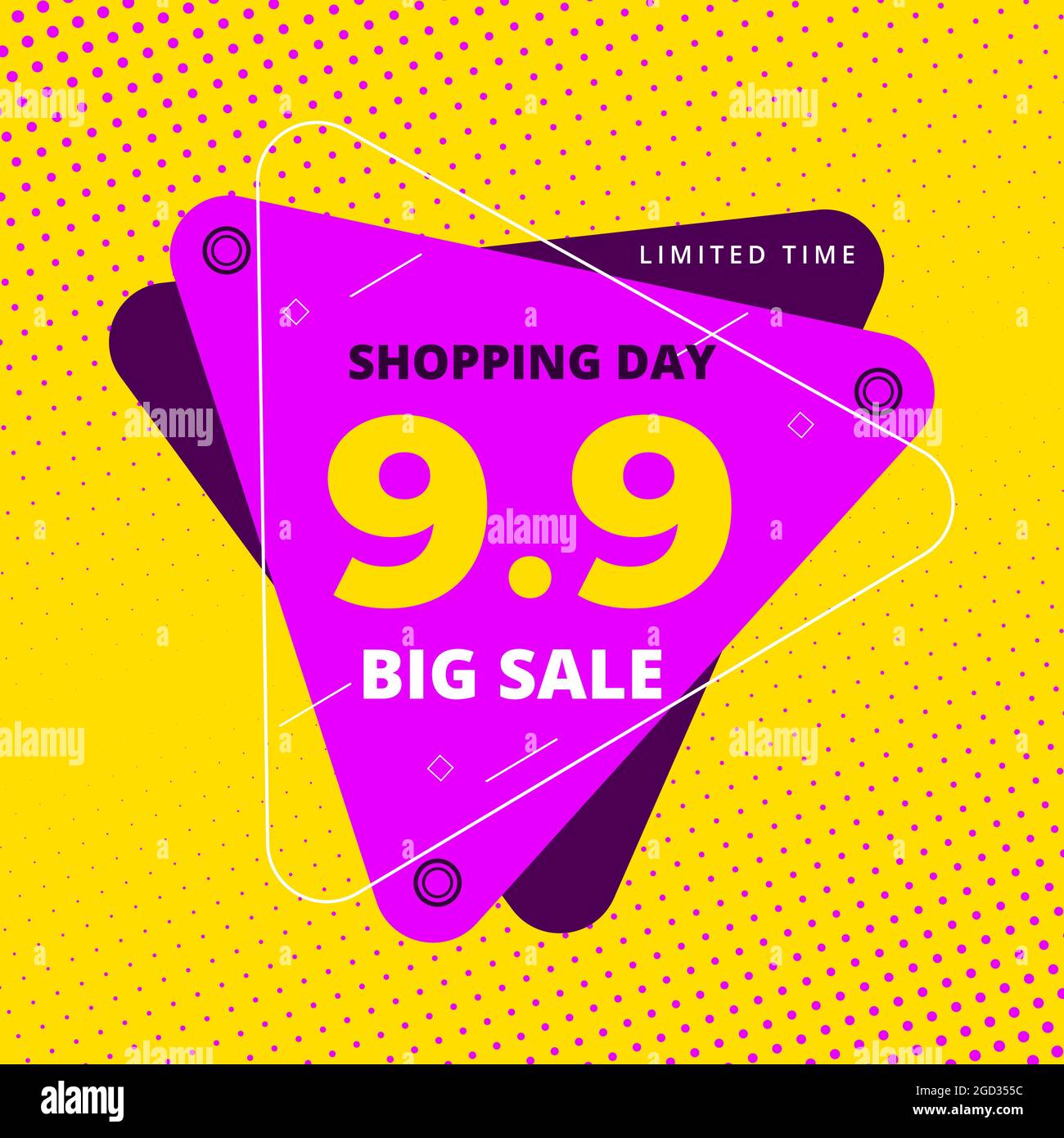 9.9 bannière de promotion Hot sale colorée de la journée de magasinage. modèle de bannière de vente de septembre 9. Grande vente offre à durée limitée carrés de médias sociaux multicolores Illustration de Vecteur