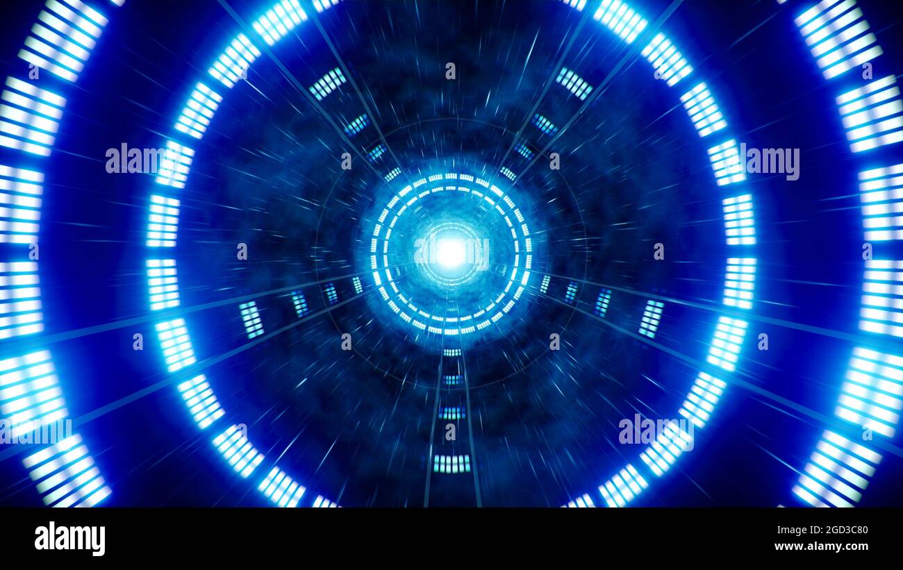 Résumé passez par le tunnel spatial Blue Light Banque D'Images