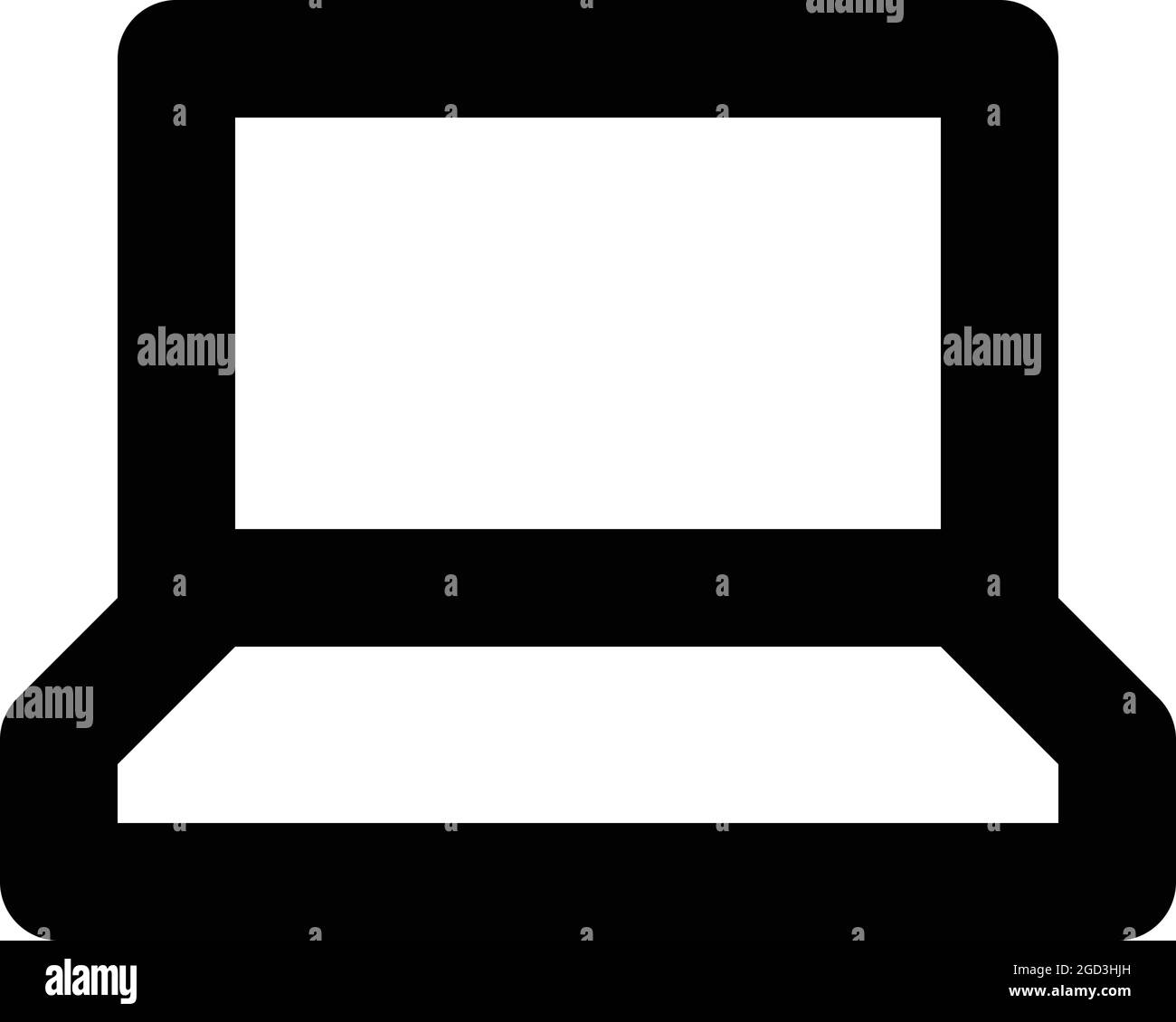Icône de l'ordinateur portable sur fond blanc. Illustration de Vecteur